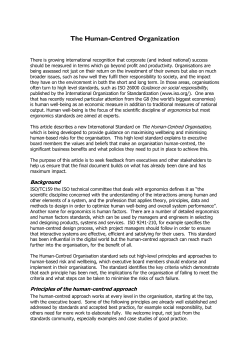 The Human-Centred Organization - Human Factors and Ergonomics