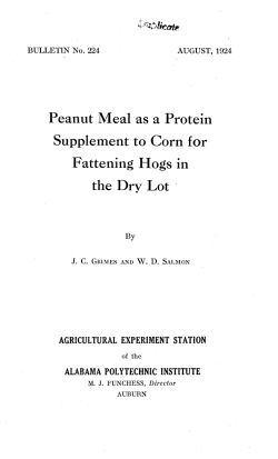 Peanut Meal as a Protein Fattening Hogs in the Dry Lot
