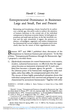 Entrepreneurial Dominance in Businesses Large and Small, Past