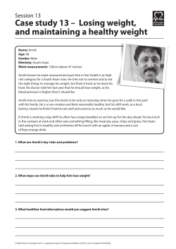 Case study 13 &ndash; Losing weight, and maintaining a healthy weight