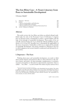 The Iron Rhine Case &ndash; A Treaty`s Journey from Peace to