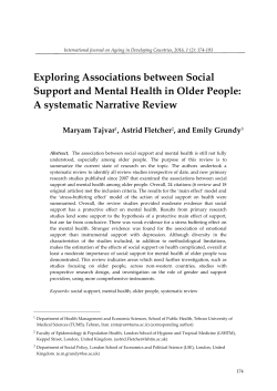 Exploring Associations between Social Support and Mental Health