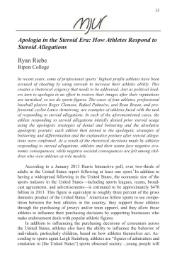 Apologia in the Steroid Era