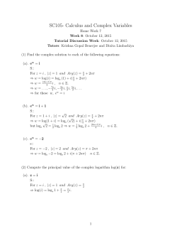 SC105- Calculus and Complex Variables