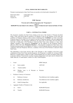 Issue of 40,000,000 Warrants linked to the ordinary A shares of