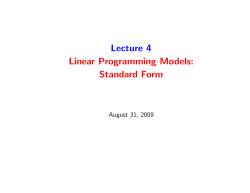 Lecture 4 Linear Programming Models: Standard Form