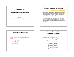 Chapter 3 Mathematics of Finance 0.06 3000 1 4 3000 1.015 P P = +