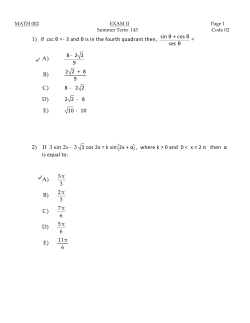 1) If csc &theta; = -3 and &theta; is in the fourth quadrant then,sin &theta; + cos &theta; sec &theta;