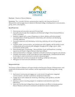 Position: Director of Alumni Relations Summary
