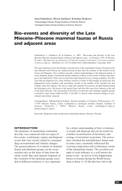 Bio-events and diversity of the Late Miocene