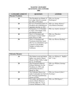 masonic jeopardy - Nebraska Masonic Education