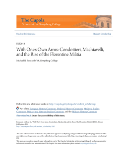 Condottieri, Machiavelli, and the Rise of the Florentine Militia