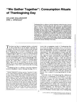 "We Gather Together": Consumption Rituals of Thanksgiving Day