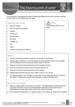 The freezing point of water - Pearson Schools and FE Colleges