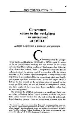 Government comes to the workplace: an assessment of OSHA