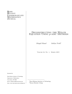 Deconstructing the Welch Equation Using p-adic - Rose