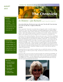 The Chronicle - Center for Alcohol and Drug Services, Inc.
