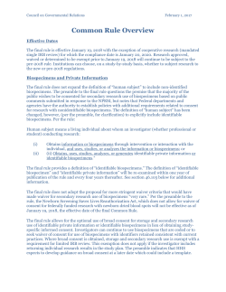 Common Rule Overview - Council on Governmental Relations