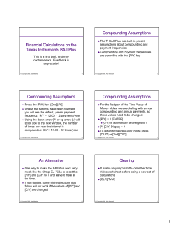Financial Calculations on the Texas Instruments BAII Plus
