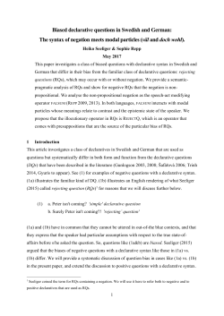 Biased declarative questions in Swedish and German: The syntax of