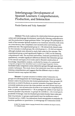 Interlanguage Development of Spanish Learners