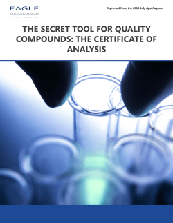 The Secret Tool for Quality Compounds: The Certificate of Analysis