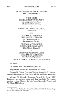 (S063823) West Hills Development Co. v. Chartis Claims