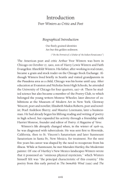 The Selected Poems of Yvor Winters - Introduction: Yvor Winters as