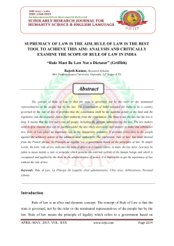 SUPREMACY OF LAW IS THE AIM, RULE OF LAW IS THE BEST