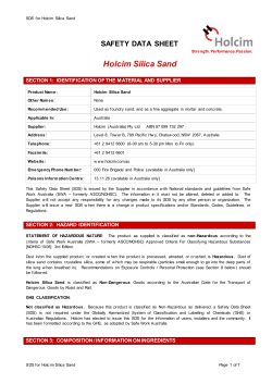SDS &ndash; Holcim Silica Sand