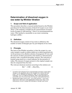 Determination of dissolved oxygen in sea water by Winkler titration