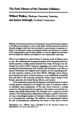 The Early History of the Cherokee Syllabary
