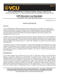 May 2003: Graduation Prayer - Commonwealth Educational Policy