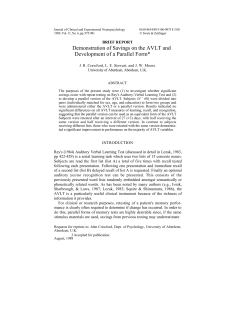 Demonstration of Savings on the AVLT and Development of a