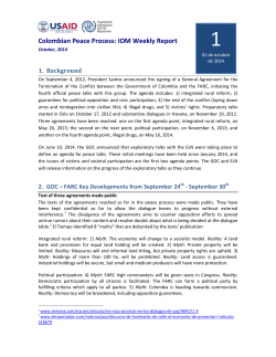 Colombian Peace Process: IOM Weekly Report