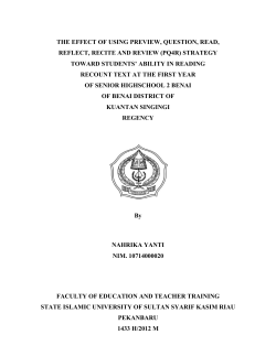 the effect of using pr reflect, recite and r toward students` recount text