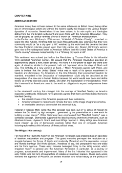 19 CHAPTER NINE AMERICAN HISTORY American history has not