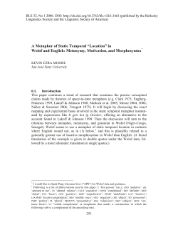 A Metaphor of Static Temporal &ldquo;Location&rdquo; in Wolof and English
