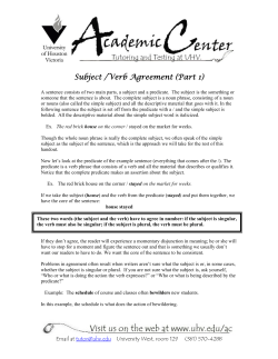 Subject /Verb Agreement (Part 1)