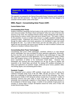 Appendix E: Solar Thermal &ndash; Concentrated Solar Power