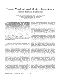 Towards Visual and Vocal Mimicry Recognition in Human