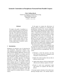 Syntactic Constraints on Paraphrases Extracted from