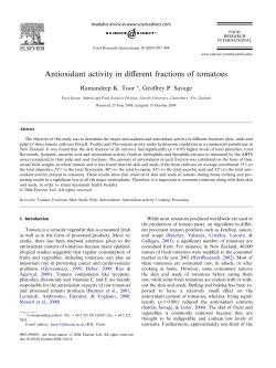 Antioxidant activity in different fractions of tomatoes