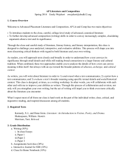 AP Lit Spring 2014 Syllabus