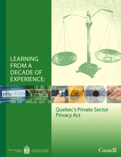 Learning from A Decade of Experience: Quebec`s Private Sector