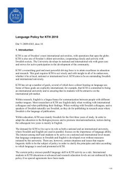 Language Policy for KTH 2010