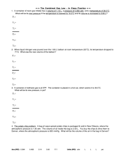 Practice- combined gas law (WP) - Parkway C-2