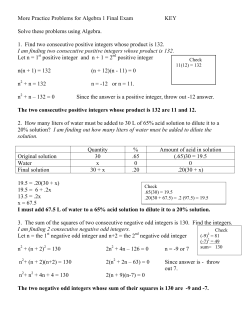 More Practice Problems for Algebra 1 Final Exam KEY Solve these
