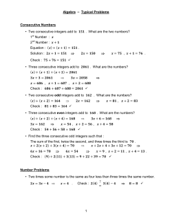Algebra &ndash; Typical Problems 1 Consecutive Numbers &bull; Two