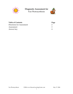 Diagnostic Assessment for Fun Photosynthesis